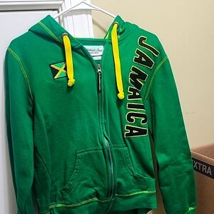 Green Jamaica zip up hoodie,Size large,Authentic Gear